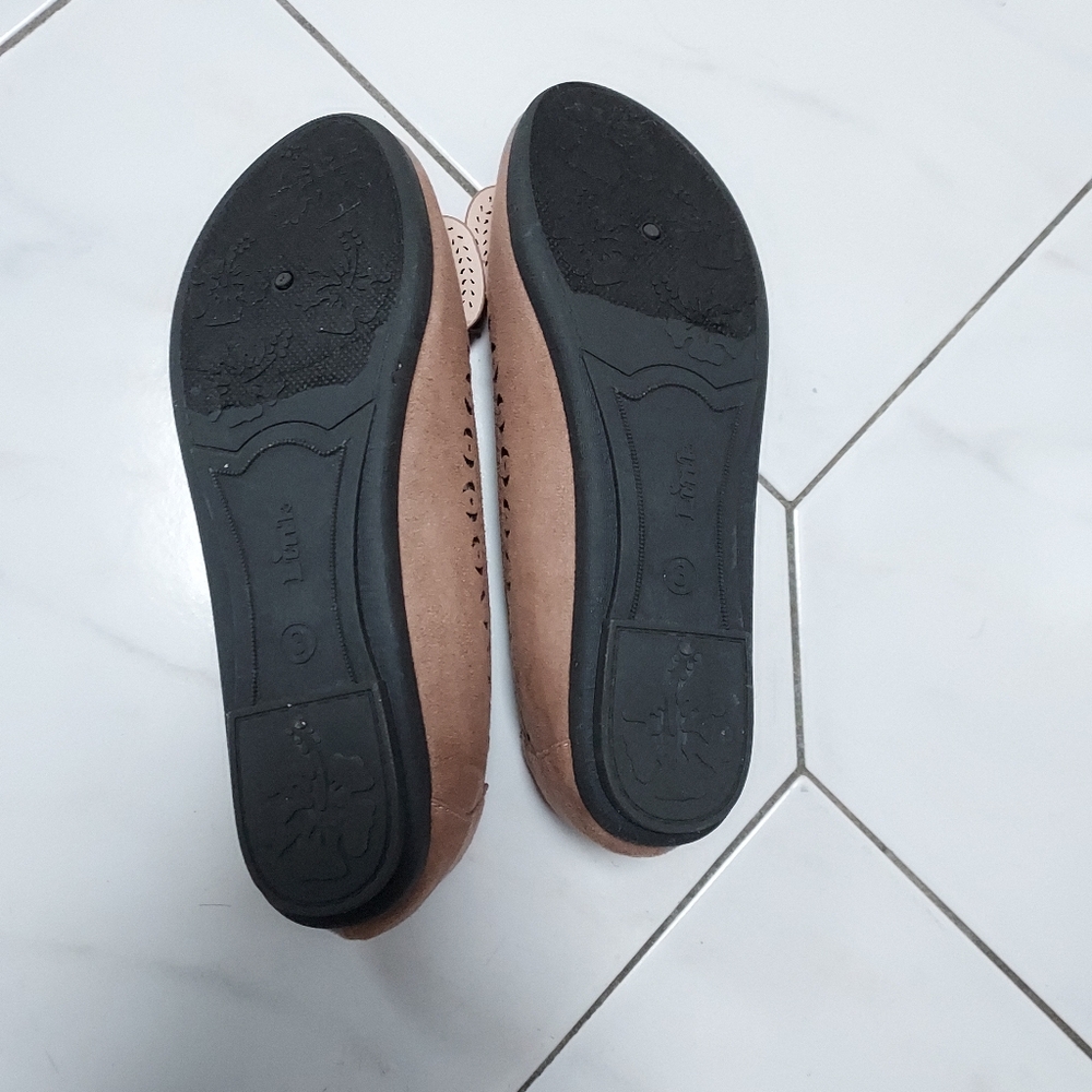 Link Tan Girls Flats with Bow Accent Size 3 - Picture 4 of 4